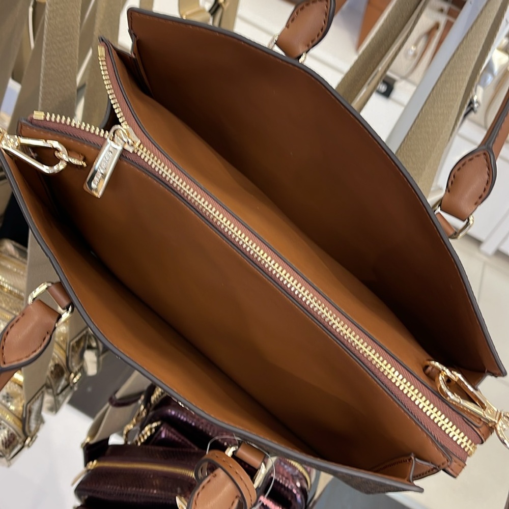 Michael Kors Sheila Medium Signature Logo and Metallic Satchel Crossbody CZ NWT - Picture 10 of 16